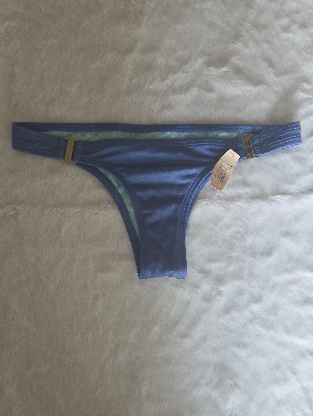 Victoria's Secret Blue Bikini Bottom with Gold Hardware